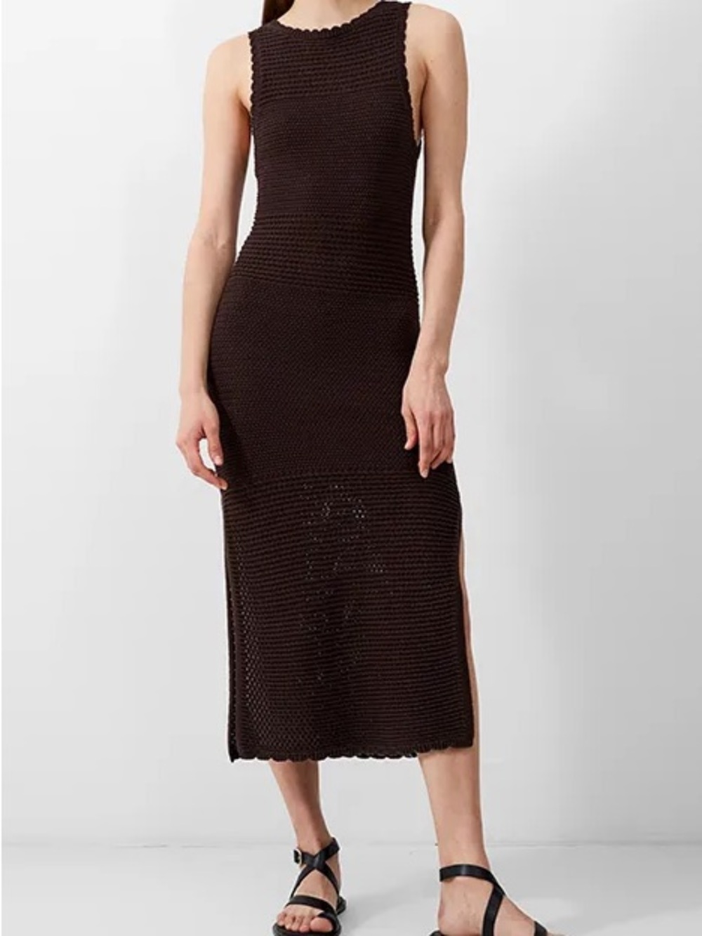 French Connection Crochet Dress in Brown